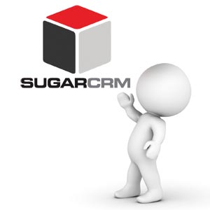 Amivel foglalkozunk - SugarCRM Fehér figura mutat a SugarCRM logóra